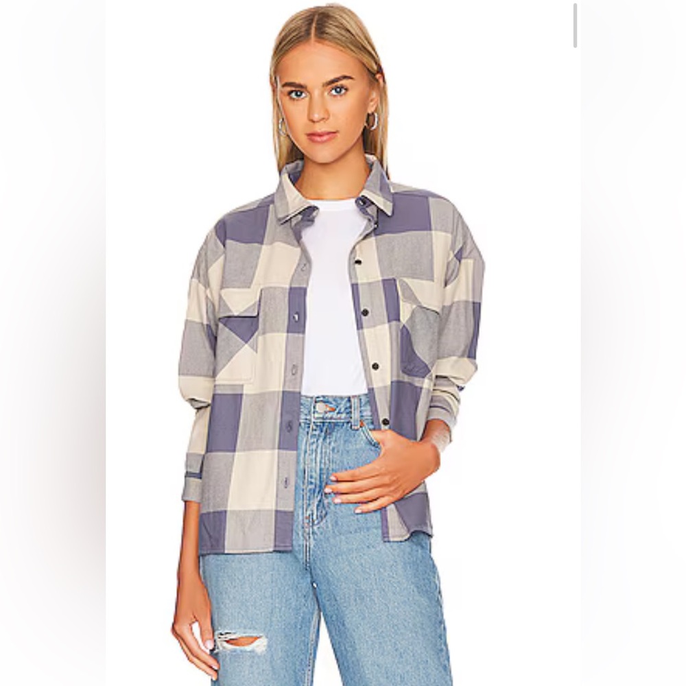 Dr. Denim Slate Blue Check Nathalie Shirt Size Large